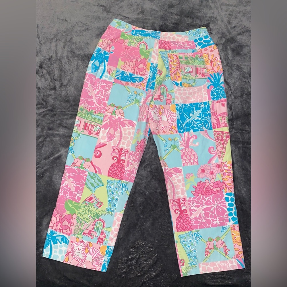 Lilly Pulitzer Multicolor Patchwork Capri Pants - Pink, Blue, Green - Picture 6 of 11